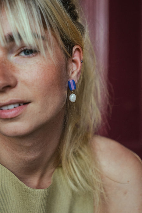 Boucles d'oreilles Isabella - Denim & Lavande