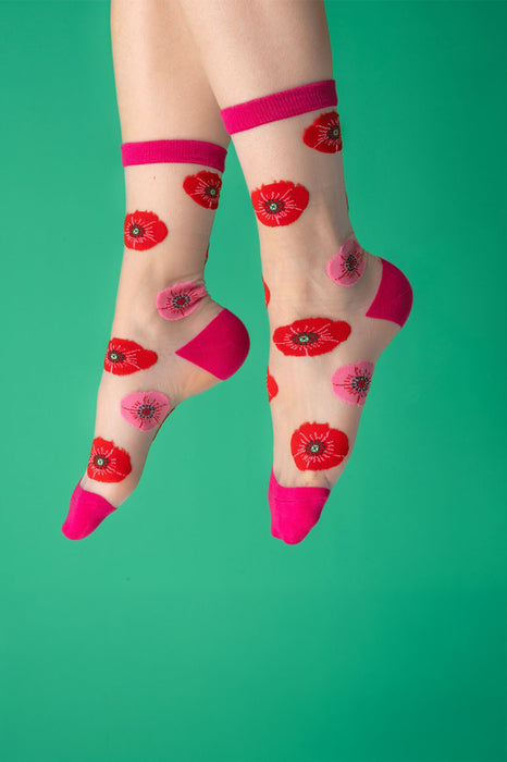 Chaussettes transparentes - Coquelicot