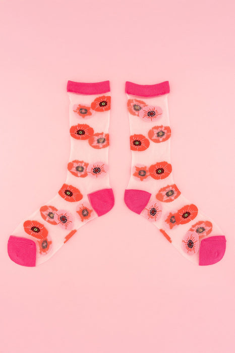 Chaussettes transparentes - Coquelicot