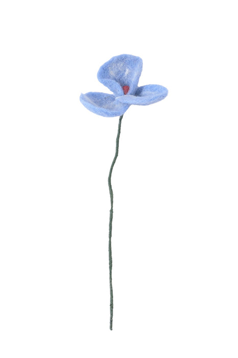 Fleur en laine - Coquelicot (bleu)