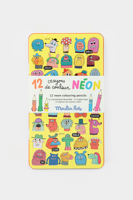 12 crayons de couleur néon