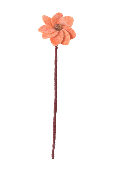 Fleur en laine - Dahlia (pêche)