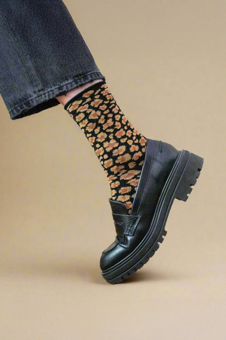 Chaussettes Lurex - Léopard Ambre