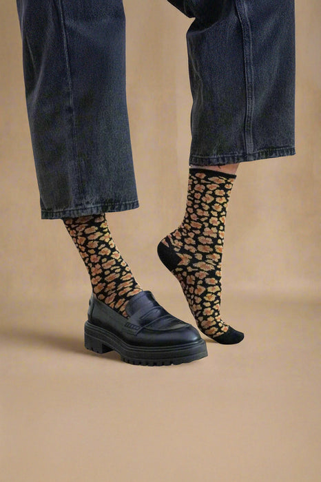 Chaussettes Lurex - Léopard Ambre