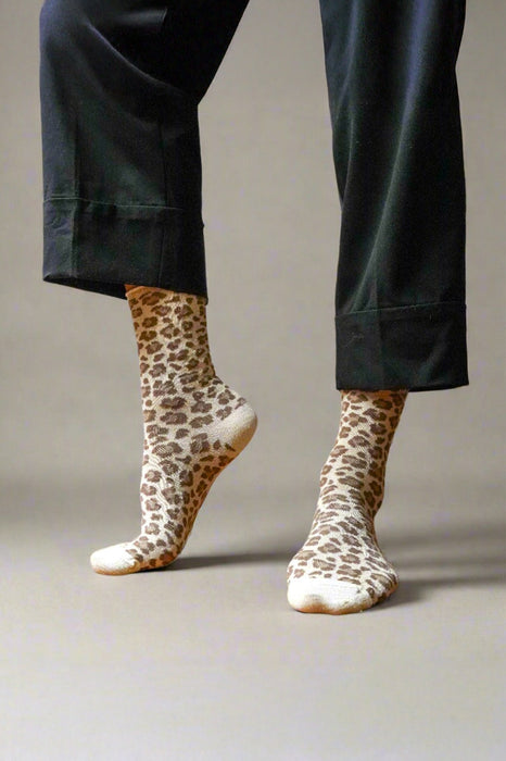 Chaussettes Lurex - Léopard Beige