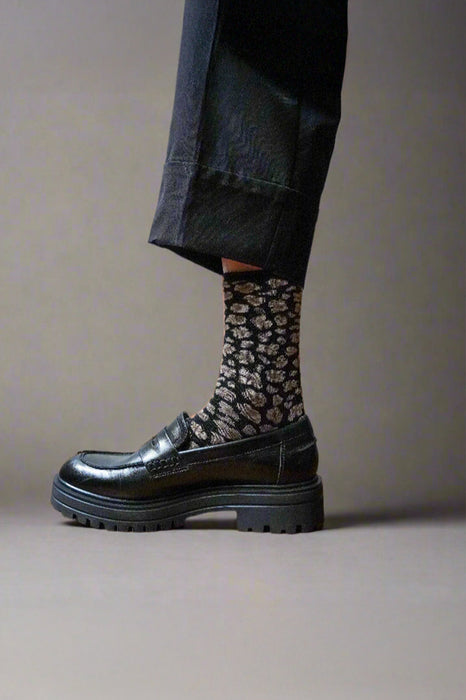 Chaussettes Lurex - Léopard Noir
