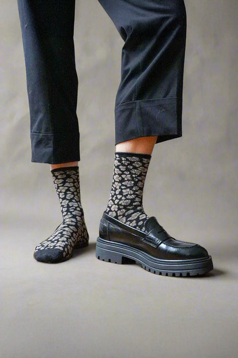 Chaussettes Lurex - Léopard Noir