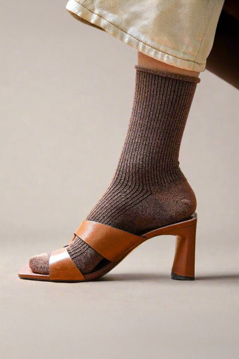 Chaussettes Lurex - Camel Brown