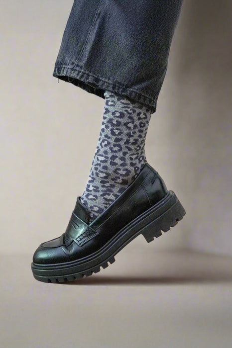 Chaussettes Lurex - Léopard Gris