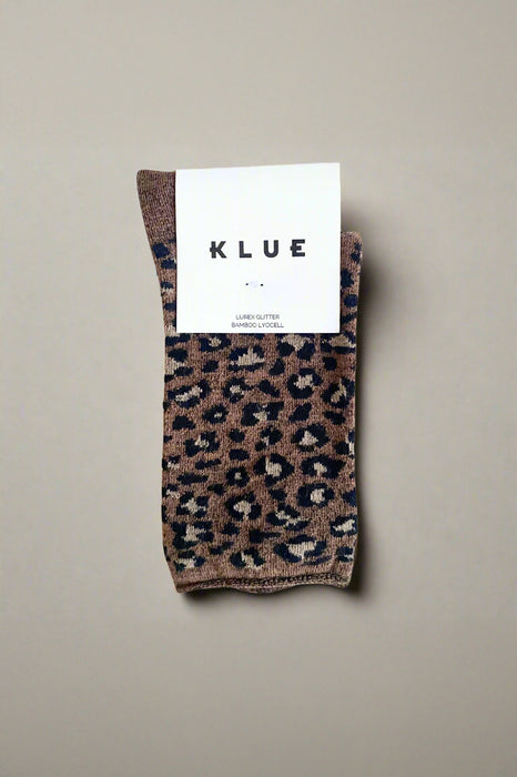 Chaussettes Lurex - Léopard Marron