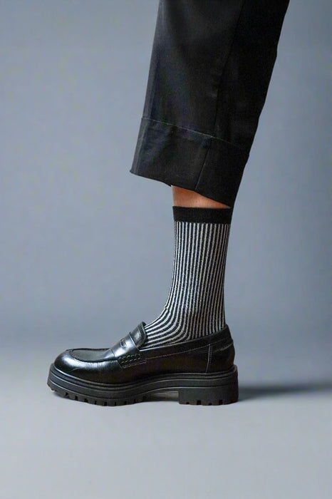 Chaussettes Lurex - Rayées Noires