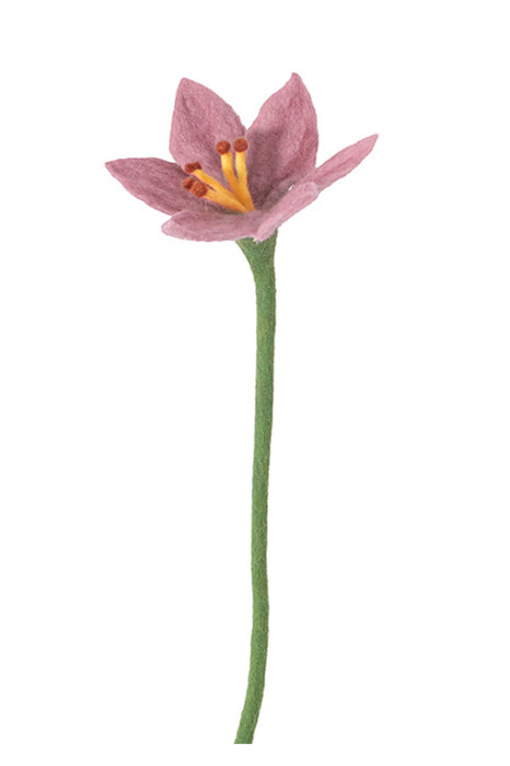 Fleur en laine - Lys (rose pâle)