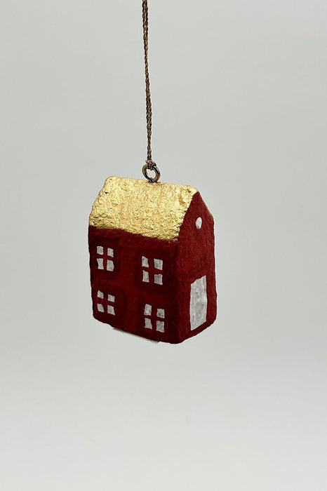 Suspension en coton recyclé - Maison (rouge)
