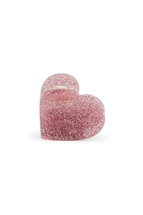 Mini pince à cheveux - Coeur (rose glitter)