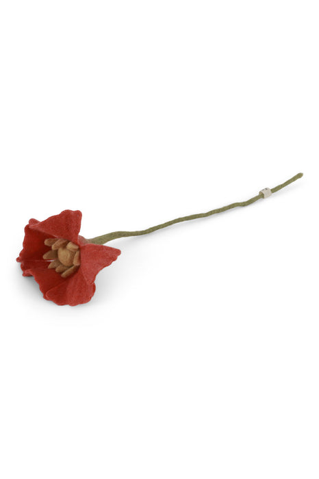 Fleur en laine - Pavot (corail)