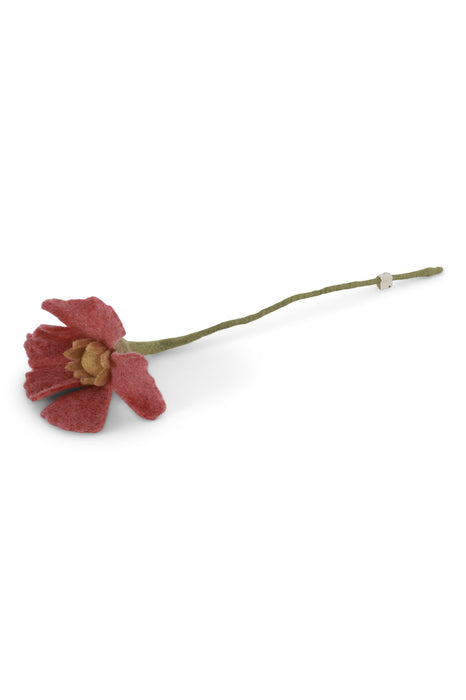Fleur en laine - Pavot (framboise)