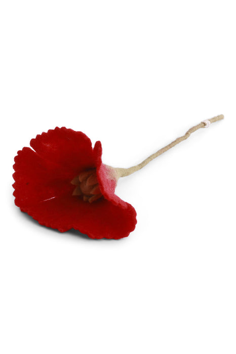 Fleur en laine - Pavot (rouge vif)