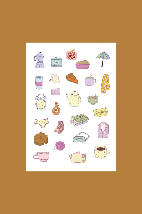 Planche de stickers A6 - Cosy automne