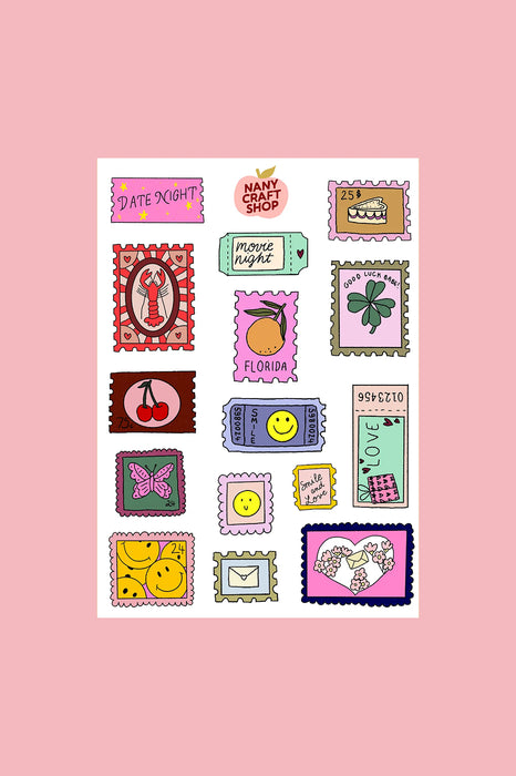 Planche de stickers A6 - Timbres