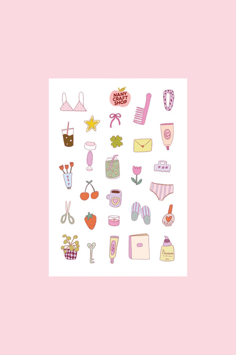 Planche de stickers A6 - Girly things