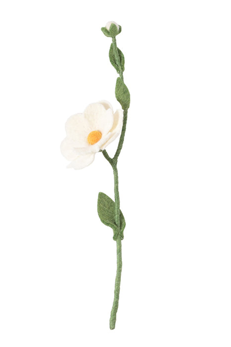 Fleur en laine - Rose sauvage (blanc)