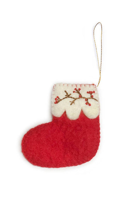 Suspension en laine - Chaussette rouge