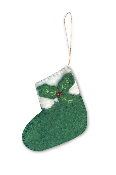 Suspension en laine - Chaussette verte