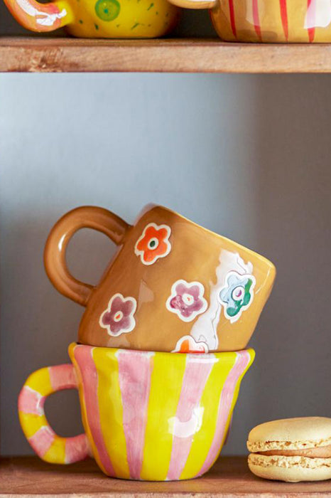 Tasse nini - Rayures (rose et jaune)