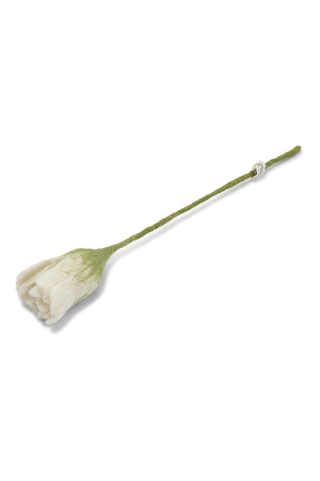 Fleur en laine - Tulipe (blanc)