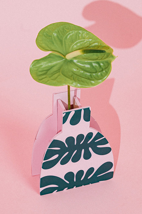 Vase en bois - Flora rose