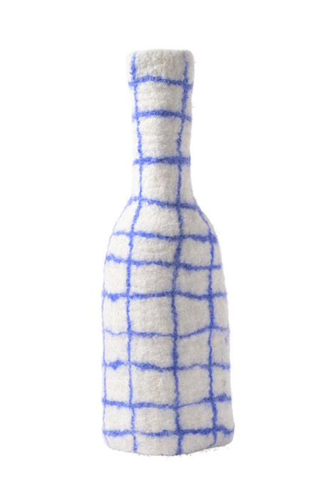 Vase cache-bouteille - Carreaux bleus