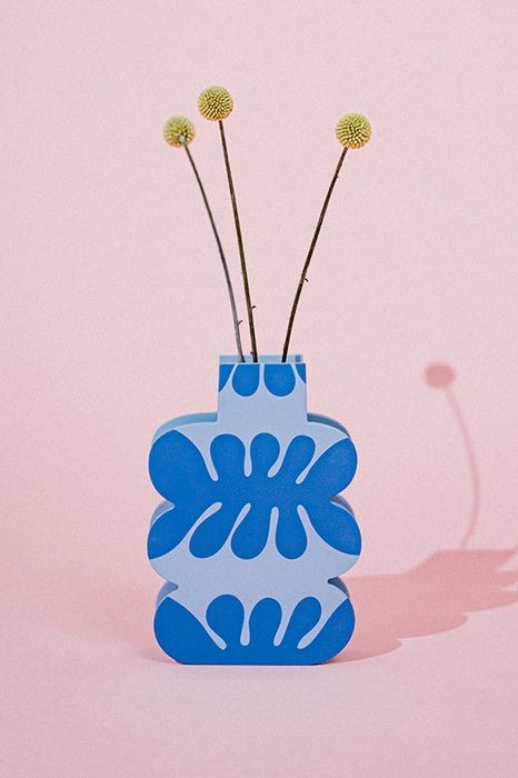 Vase en bois - Nuage bleu