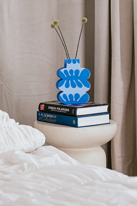 Vase en bois - Nuage bleu