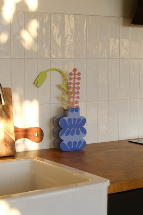 Vase en bois - Nuage bleu