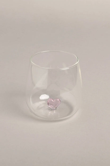 Verre - Coeur rose