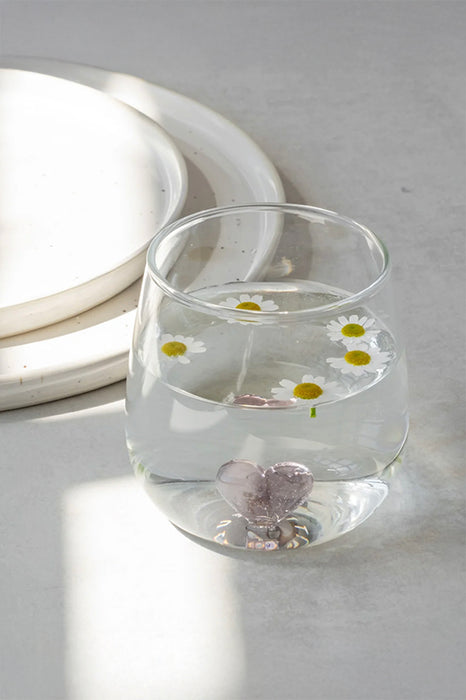 Verre - Coeur rose
