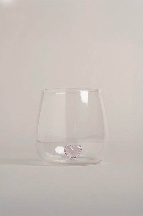 Verre - Coeur rose