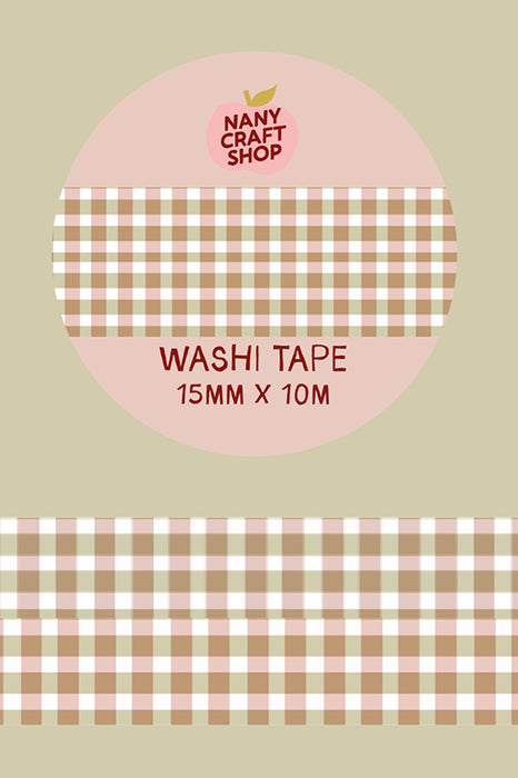 Washi tape - Vichy (rose et vert)