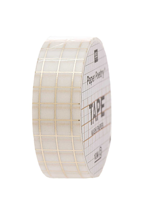Washi tape - Quadrillé blanc or