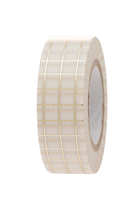 Washi tape - Quadrillé blanc or